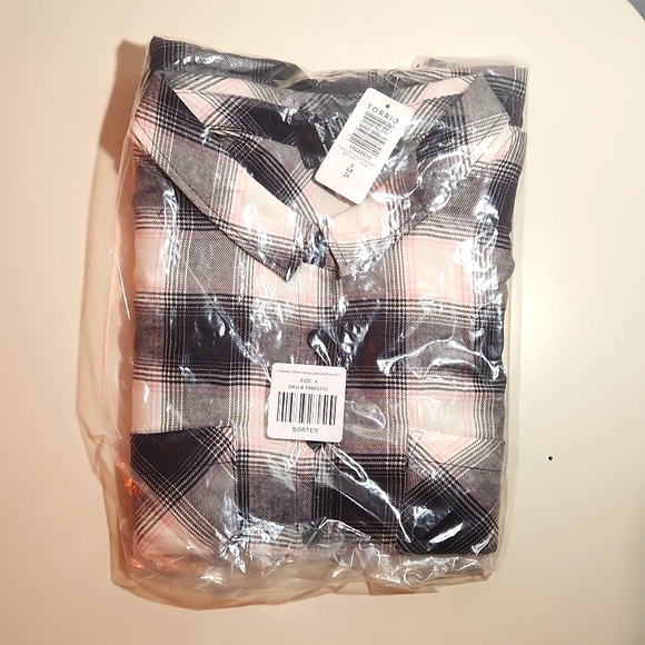❤NWT VINTAGE TORRID FLANNEL SHIRT - MUSHROOM PLAID - BUTTONS - DROP SHOULDER - Picture 4 of 13
